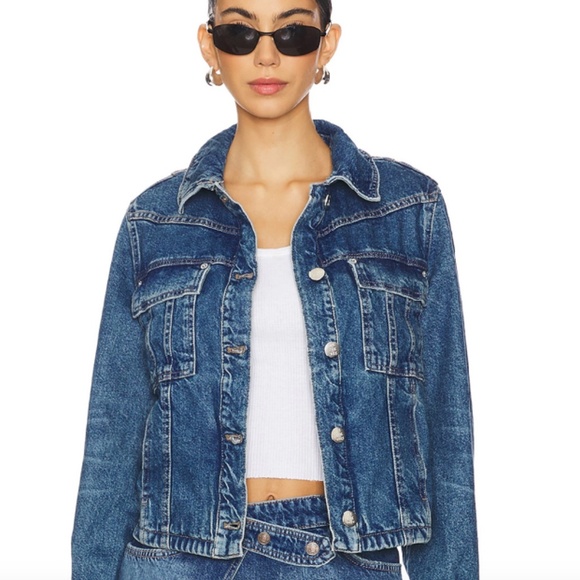 BNWT Free People *We The Free* Jade Denim Jacket High Dive Size Small - Picture 1 of 4